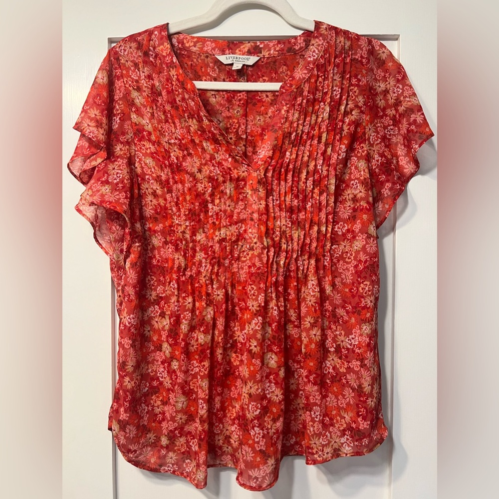Liverpool Los Angeles Red Floral Top